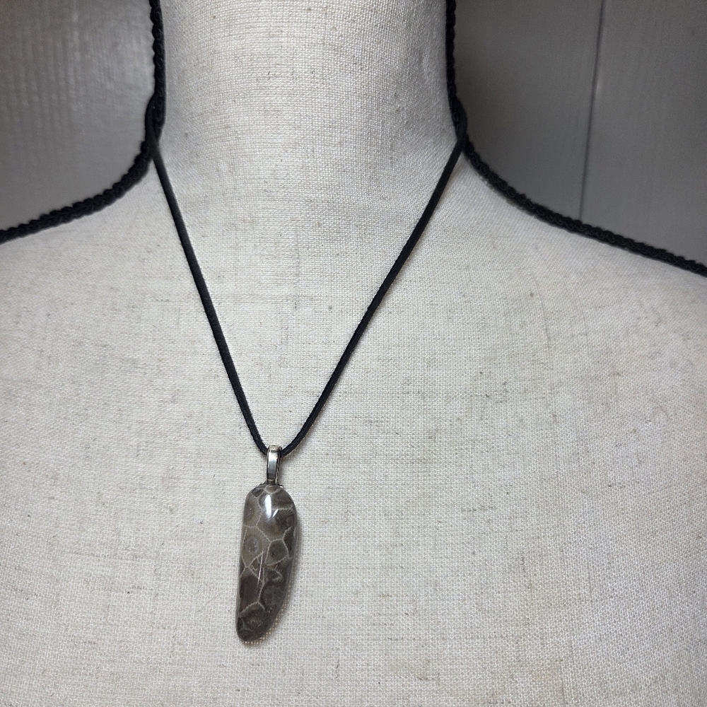 authentic michigan petosky stone lake michigan U.P. on cotton cord artisan made